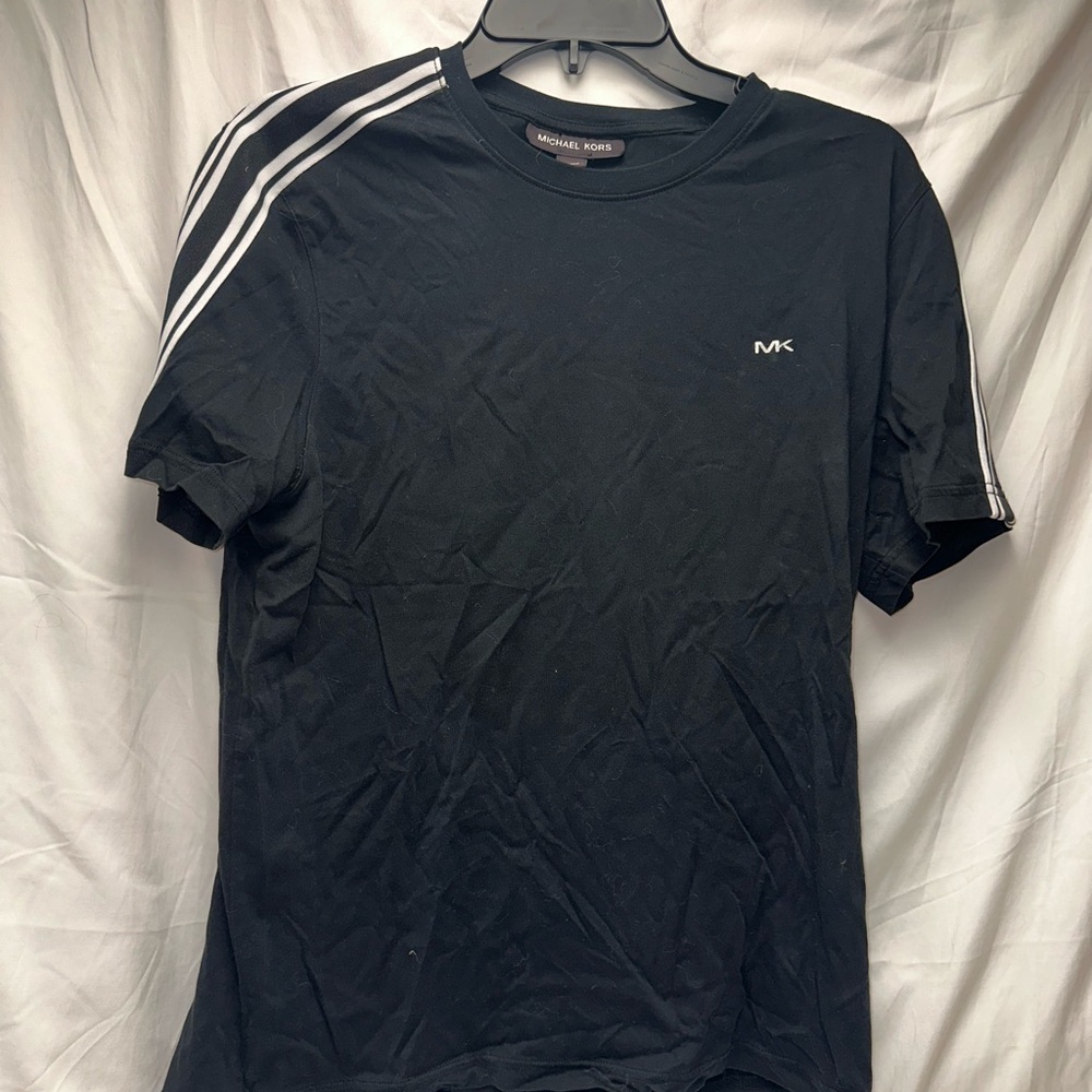 Michael Kors Black Short Sleeve Tee with White Accents